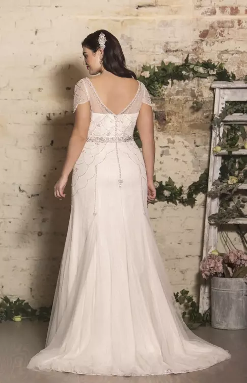 TC W185 Fit and Flare Crystal Plus Size Wedding Dress True Curves